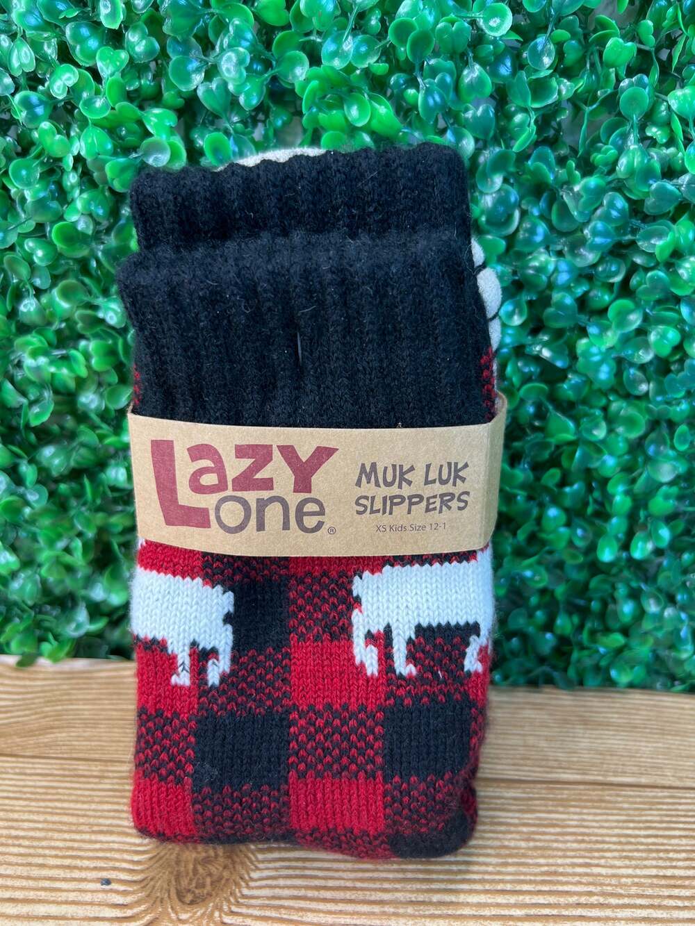 New Lazy One Kids MukLuk 'Moose Plaid' Slipper NWT Gift Warm Winter Socks XS 12